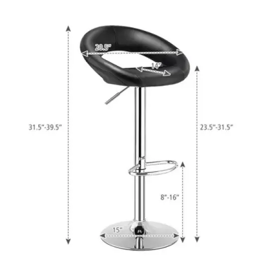 Costway Set of 4 Adjustable Bar Stools Swivel Pub Chairs Barstools PU Leather White/Black image {3}