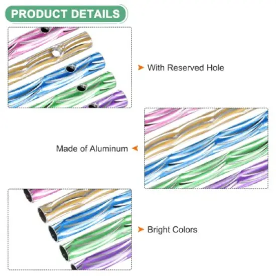 Unique Bargains Aluminum DIY Craft Outdoor Wind Chime Tubes 3 X 0.2 Inch Green+Blue+Yellow+Purple+Pink 100-Pack image {1}