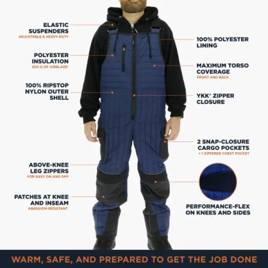 RefrigiWear Men's Frostline Insulated Bib Overalls with Performance-Flex image {2}