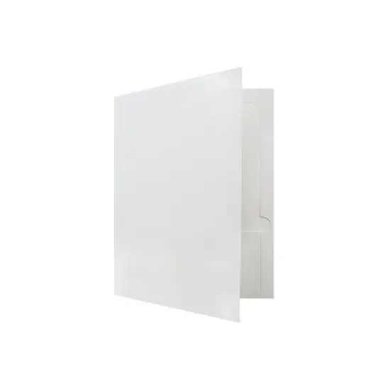 JAM Paper Laminated Two-Pocket Glossy Presentation Folders White 385GWHD image {3}