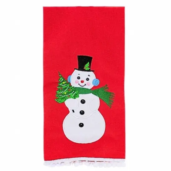 Transpac 27.0 Inch Snowman/Santa Tea Towel Christmas Hand Towel Set , S (2PC) image {2}