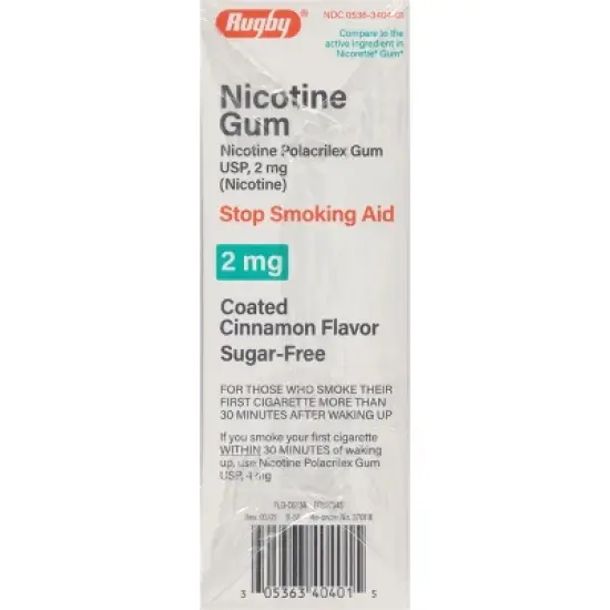 Rugby Sugar-Free 2 mg Stop Smoking Aid Coated Cinnamon Flavor Nicotine Gum 100 ea image {4}