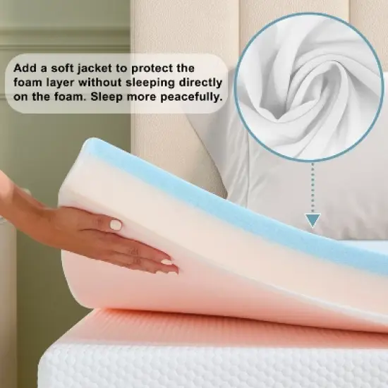 Twolike 2 Inches Medium Feeling Memory Foam Mattress  Topper Infused Gel for Cool & Comfort Sleep, Fit for All Sleep Position image {5}