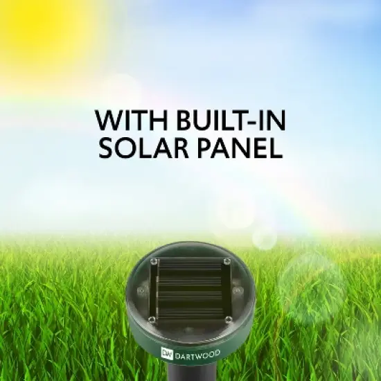 Dartwood Outdoor Solar Ultrasonic Pest and Mole Repellent - Remove Groundhogs Rats Mice Snakes and More From Your Gardens, Lawns,and Yards (4-8 Packs) image {5}