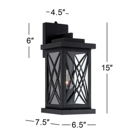 John Timberland Woodland Park Outdoor Wall Light Fixture Black Dusk To Dawn 15" Clear Glass for Post Exterior Barn Deck House Porch Yard Patio Home image {7}
