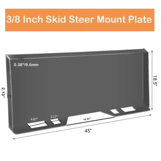 3/8" Skid Steer Attachment Plate, Universal Quick Mount Plate, Grade 50 Structural Steel, Anti-Rust Surface, Silver image {2}