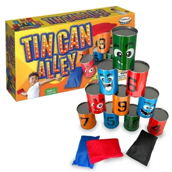 Thin Air Games Tin Can Alley &ndash; Bean Bag Toss, 10 Cans & 3 Bags, 2-4 Players image {7}