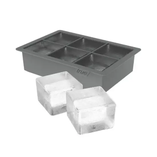 True Colossal Ice Cube Tray, Extra Large Ice Cubes, Dishwasher Safe Flexible Silicone Ice Cube Tray, Makes 6 2 Inch Ice Cubes, Grey, Set of 1 image {4}