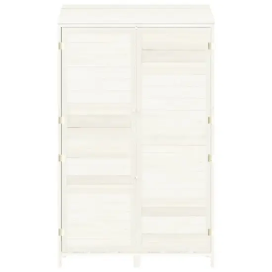 vidaXL Garden Shed for Tool Storage House Outdoor Backyard Solid Fir Wood - White 40.2" x 20.5" x 68.7" image {3}