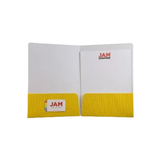 JAM Paper Corrugated Two-Pocket Fluted Folders Yellow 87499D image {2}