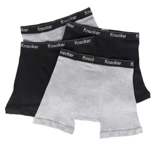 Knocker Men's 100% Plush Waistband Classic Style Cotton Underwears Boxer Briefs - 4 Pack image {11}