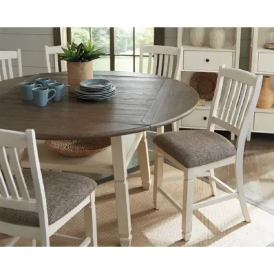 Bolanburg Round Drop Leaf Counter Table Antique White - Signature Design by Ashley image {1}