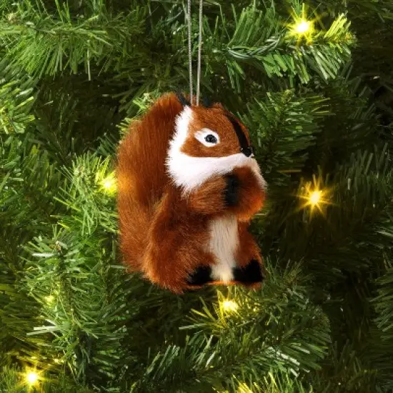 4" Christmas Faux Fur Animals Squirrel Ornament - Wondershop&trade; image {1}
