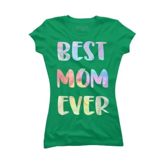 Junior's Design By Humans Best Mom Ever Rainbow Bubble Text By MiuMiuShop T-Shirt image {6}