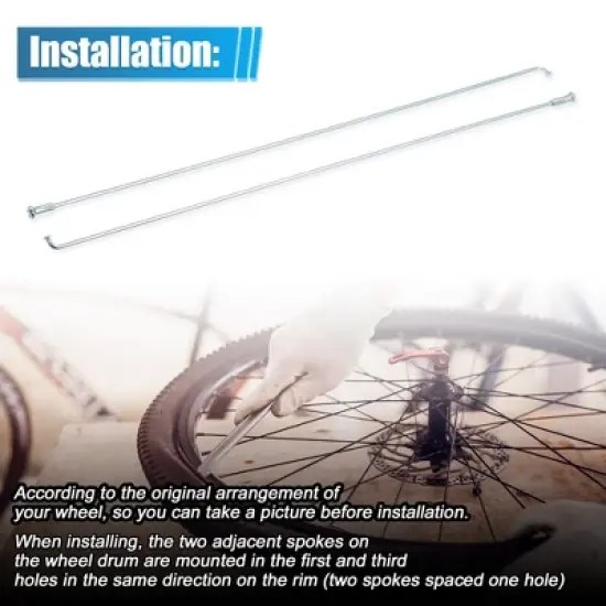 Unique Bargains 14G J Bend Bicycle Galvanized Spokes 290mm 11.42" Spokes with Nipples Silver Tone 12 Pcs image {3}