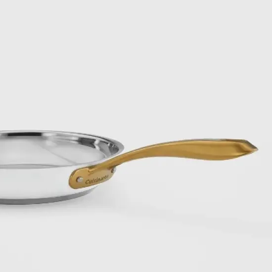 Cuisinart Classic 8pc Stainless Steel Cookware Set with Brushed Gold Handles Matte White: Induction & Oven Safe Pans image {6}