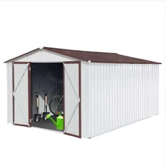 Metal Metal garden sheds outdoor storage sheds white+coffee White As shown image {8}