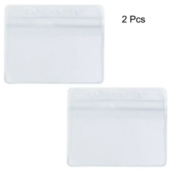 Unique Bargains 2 PCS Clear PVC Waterproof Horizontal Exhibition ID Name Card Badge Holders image {1}