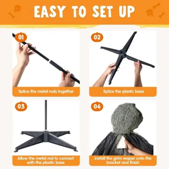 Joyfy 67" Halloween Outdoor Decorations, Life Size Animatronics Grim Reaper with Chain, Scary Haunted House Props for Garden Yard Lawn Decorations image {3}