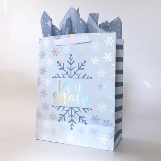 Soular Powered Large Gift Bag with Tissue Snow Flakes image {3}