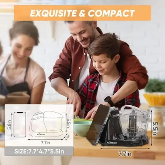 Aemego Mini Food Processor 12oz Meat &Vegetable Electric Food Chopper Black image {5}