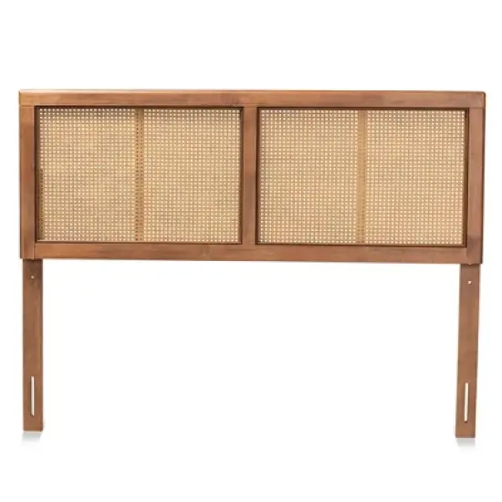 Full Gilbert Wood and Synthetic Rattan Headboard Walnut - Baxton Studio image {1}
