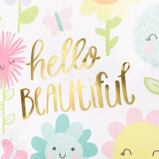 XLarge 'Hello Beautiful' Happy Floral Baby Shower Gift Bag - Spritz&trade;: Multicolor Botanical for Baby Girl image {2}