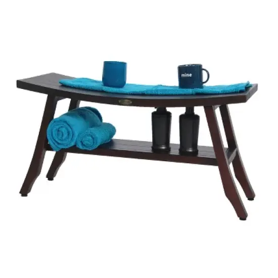 DecoTeak&reg; Satori&reg; 34" Teak Wood Shower Bench with Shelf in Woodland Brown Finish image {4}