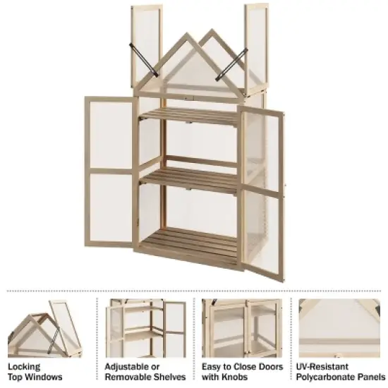 Home-Complete Wood Cold Frame Greenhouse with Adjustable Shelves image {2}