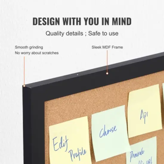 VEVOR Cork Board, 24 x 18 inches, Double-sided Bulletin Board with MDF Sticker Frame, Vision Board Includes 10 Pushpins, for Display and Decoration image {5}