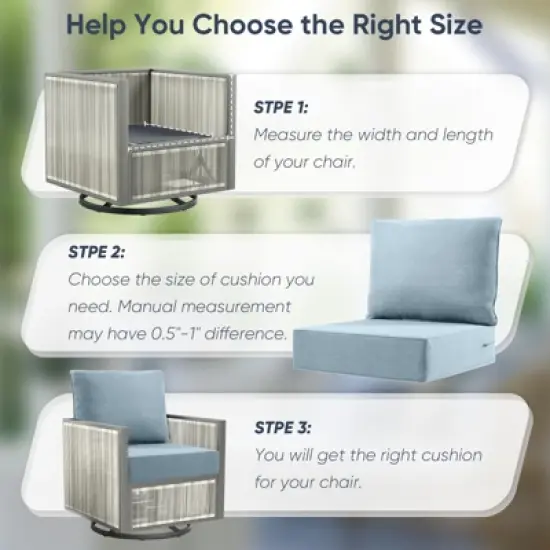 Gymojoy Outdoor Deep Seat Cushion Set 24 x 24 x 6 Inch - 1 Pair image {7}