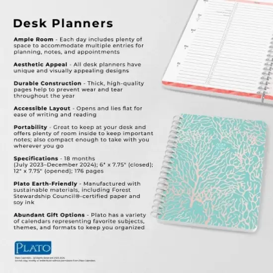 Plato 2023-2024 Desk Planner 7.125"x7.75" Seaside Currents image {4}