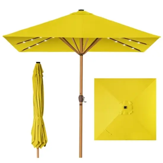 Best Choice Products 9ft Deep Square Solar LED Lighted Patio Umbrella w/ Faux Wood Texture, UV-Resistant image {16}