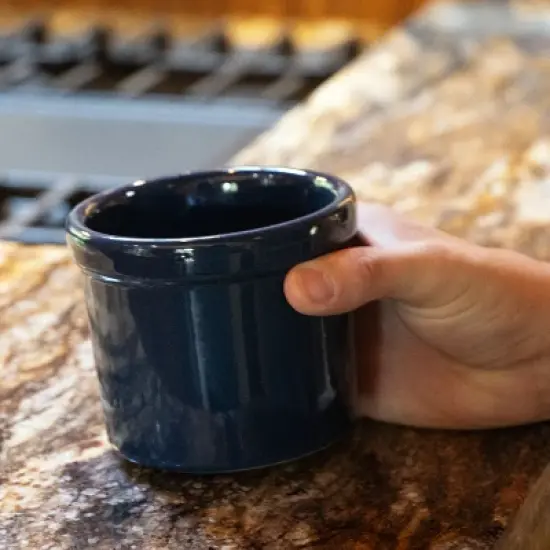 Ohio Stoneware Pickling Fermentation Crock, 1 Pint, Handmade for Food Preserving Cooking Utensil Storage and Decor, Blue image {3}
