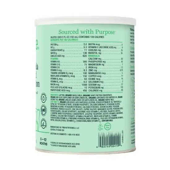 Bobbie Grass Fed Whole Milk Infant Powdered Formula - 14oz image {2}