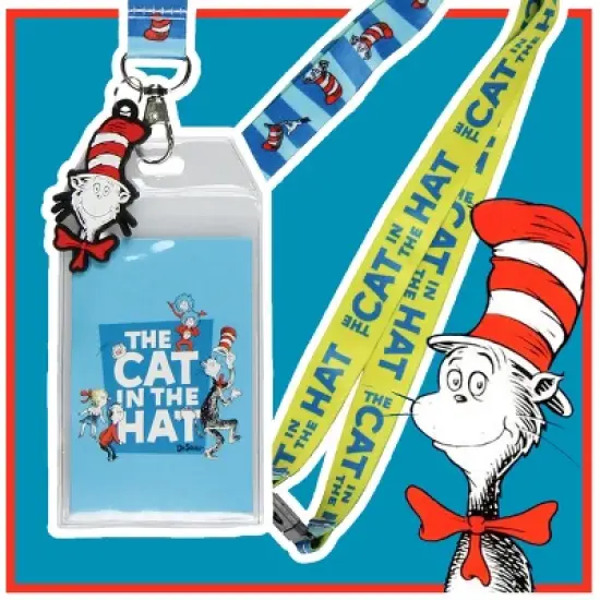 Dr. Seuss Cat In The Hat Breakaway ID Badge Holder Lanyard w/ 2" Rubber Pendant image {4}