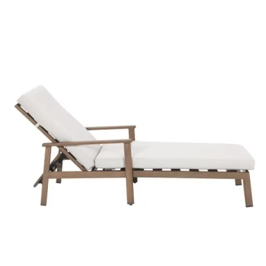 COWLOWN Outdoor Aluminum Chaise Lounge Chair with Padded Cushion & Armrests, Weather-Resistant Patio Recliner for Poolside, Deck, Garden Relaxation image {6}