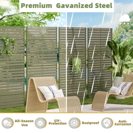 PexFix 72 in. x 47 in. Outdoor Privacy Rectangle Screen Galvanized Steel Panel Divider in Green image {3}