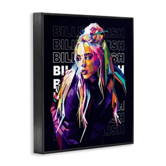 Stupell Industries Billie Eilish Modern Abstract Geometric Portrait Famous Figure Black Framed Giclee Art image {2}