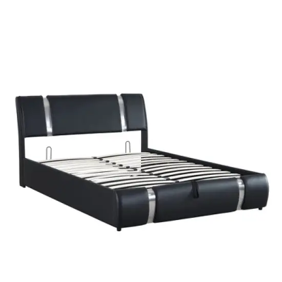 Upholstered Faux Leather Platform bed with a Hydraulic Storage System-ModernLuxe image {3}