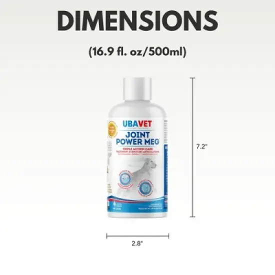 UBAVET Joint Power MEG Maximum Joint Care Liquid for Cats and Dogs &ndash; (16.9 fl oz / 500ml) image {2}