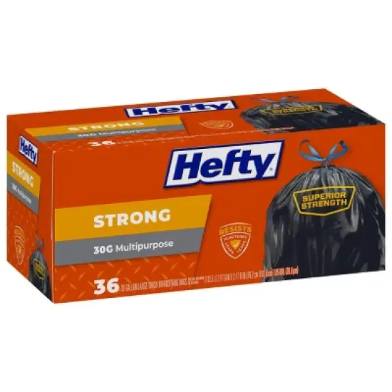 Hefty Strong Multipurpose Large Drawstring Trash Bags - 30gal/36ct image {1}