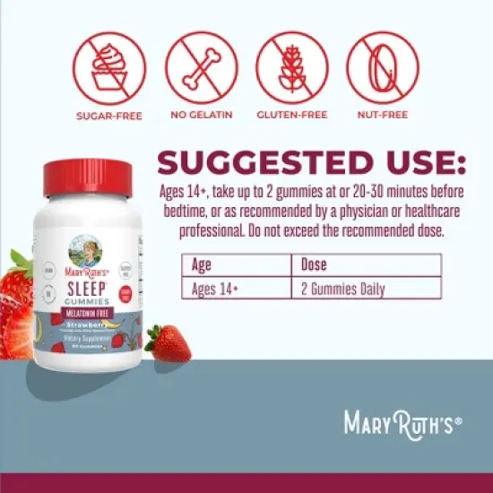 MaryRuth's Adult Sleep No Melatonin Gummies, Strawberry, 60 ct image {2}