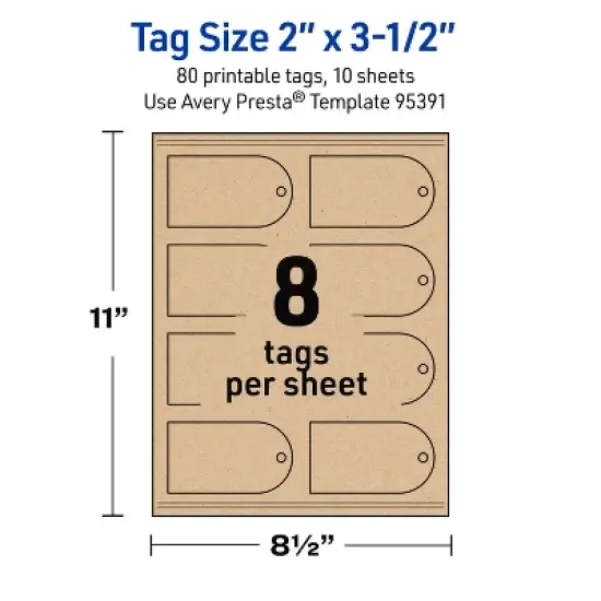Avery Arched Printable Tags, 2" x 3-1/2", Kraft Brown, 80 Total image {4}