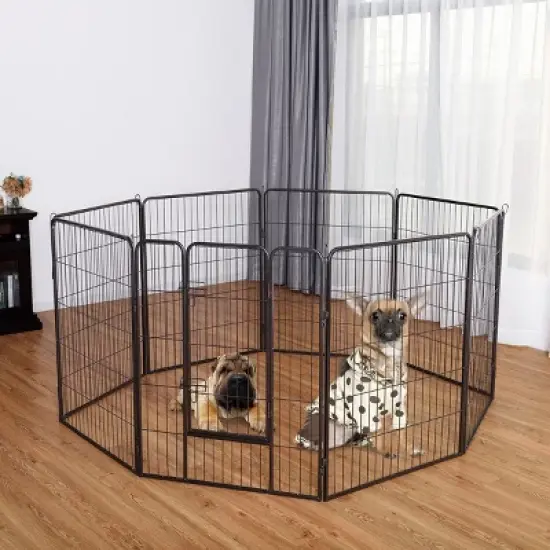 Tangkula 40" 8 Metal Panel Heavy Duty Pet Playpen Dog Exercise Pen Cat Fence Safety Gate image {1}