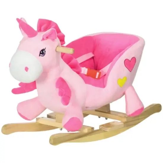 Cesicia Baby Rocking Horse, Ride on Unicorn with 32 Songs, Toddler Rocker Toy with Base Seat & Safety Belt for 1.5-3 Year Old, Pink image {1}
