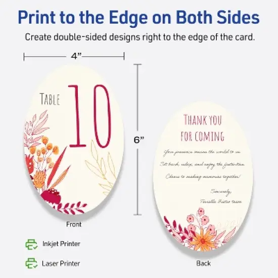 Avery Oval Flat Cards, 4" x 6", Matte Ivory, 20 Total image {5}