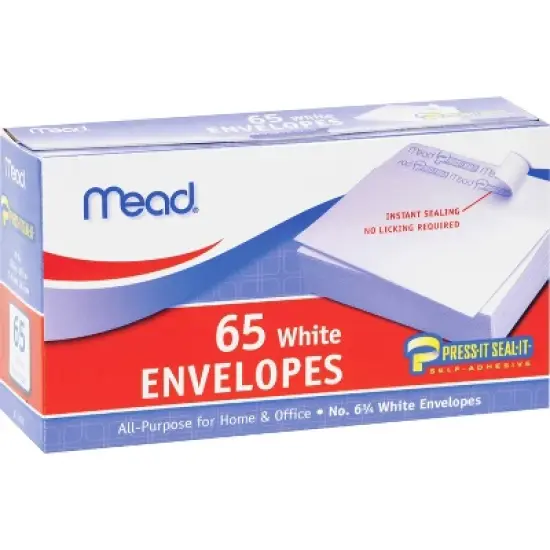 Mead Plain Envelopes No 6.75 Self-Sealing 65/BX White 75028 image {1}