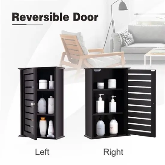 Tangkula Wall Mount Medicine Cabinet Multifunction Bathroom Storage Organizer Espresso image {5}