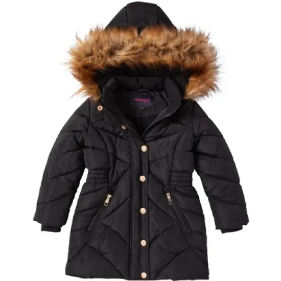 Sportoli Girls Fleece Lined Quilted Midlength Fur Trimmed Hood Winter Puffer Coats image {5}